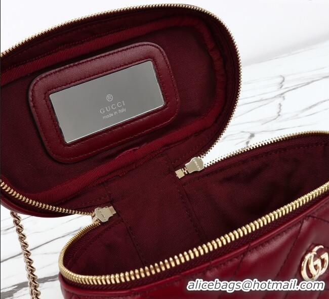 Grade Quality Gucci GG Marmont Mini Vanity Bag in Chevron Leather 837454 Red 2025