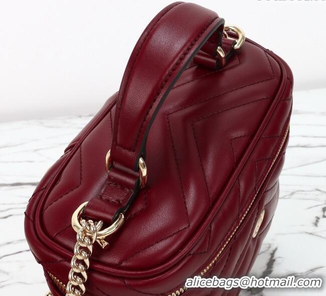 Grade Quality Gucci GG Marmont Mini Vanity Bag in Chevron Leather 837454 Red 2025