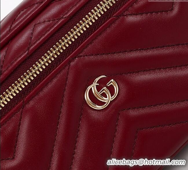 Grade Quality Gucci GG Marmont Mini Vanity Bag in Chevron Leather 837454 Red 2025