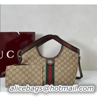 Big Discount Gucci Giglio Small Tote Bag in GG Canvas 860845 Beige/Brown 2025