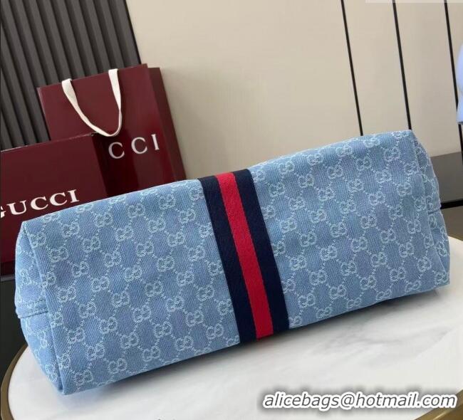 Good Looking Gucci Giglio Large Tote Bag in GG Denim 853971 Light Blue 2025