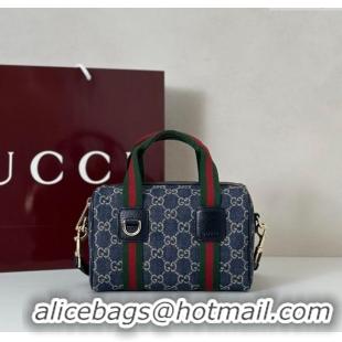 Luxurious Gucci Mini GG Denim handbag 859975 Navy Blue 2025