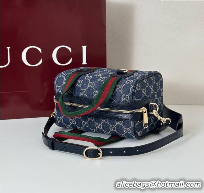 Luxurious Gucci Mini GG Denim handbag 859975 Navy Blue 2025