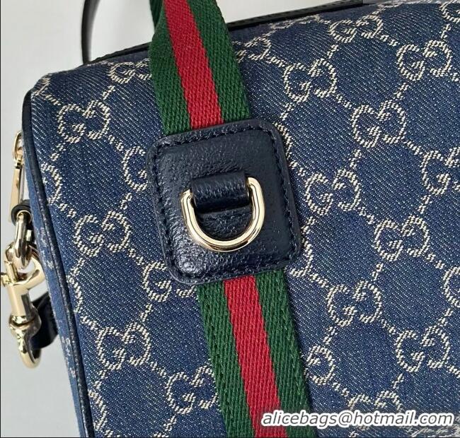 Luxurious Gucci Mini GG Denim handbag 859975 Navy Blue 2025