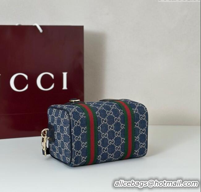 Luxurious Gucci Mini GG Denim handbag 859975 Navy Blue 2025