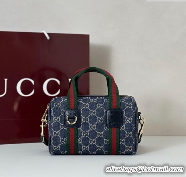 Luxurious Gucci Mini GG Denim handbag 859975 Navy Blue 2025