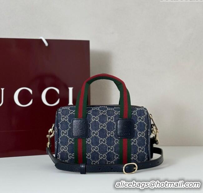 Luxurious Gucci Mini GG Denim handbag 859975 Navy Blue 2025