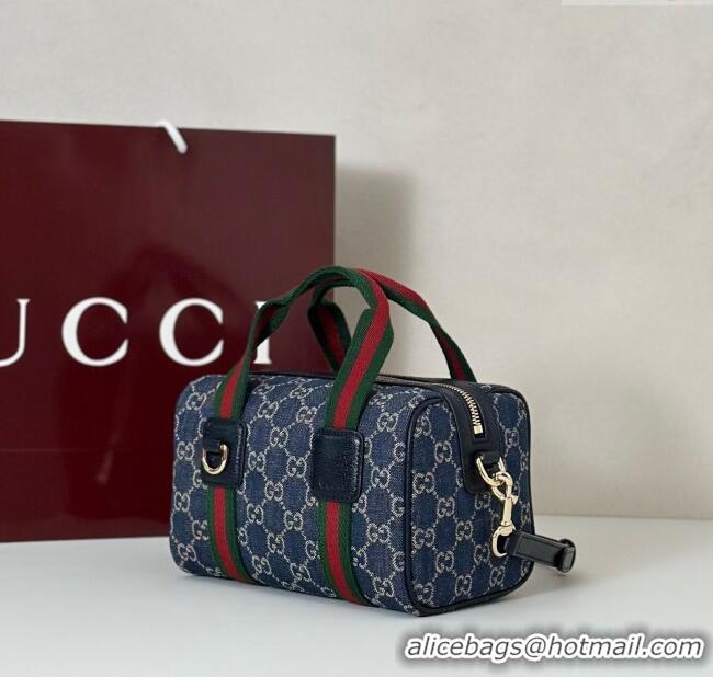 Luxurious Gucci Mini GG Denim handbag 859975 Navy Blue 2025