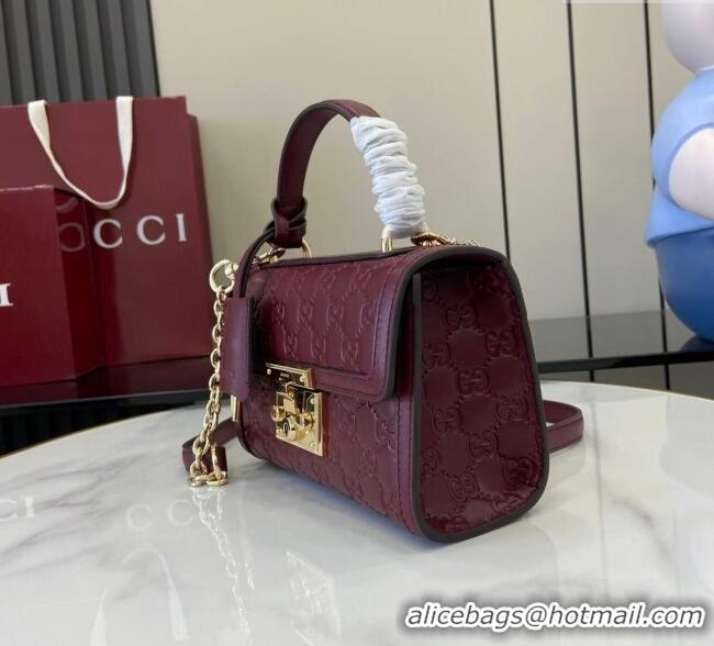 Best Quality Gucci Padlock GG Leather small top handle bag 838999 Red 2025