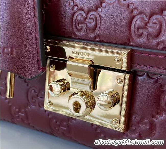 Best Quality Gucci Padlock GG Leather small top handle bag 838999 Red 2025