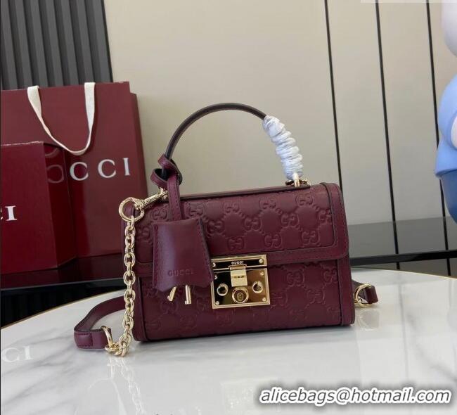 Best Quality Gucci Padlock GG Leather small top handle bag 838999 Red 2025