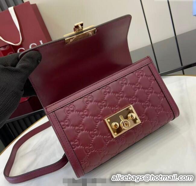 Best Quality Gucci Padlock GG Leather small top handle bag 838999 Red 2025