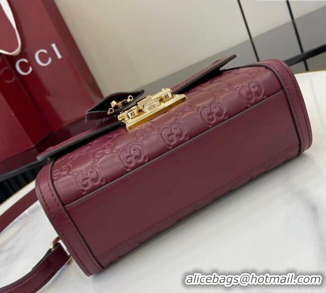 Best Quality Gucci Padlock GG Leather small top handle bag 838999 Red 2025