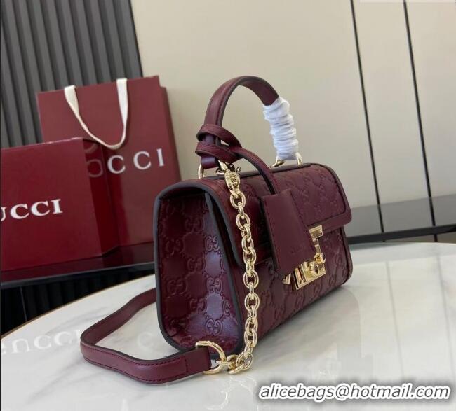 Best Quality Gucci Padlock GG Leather small top handle bag 838999 Red 2025