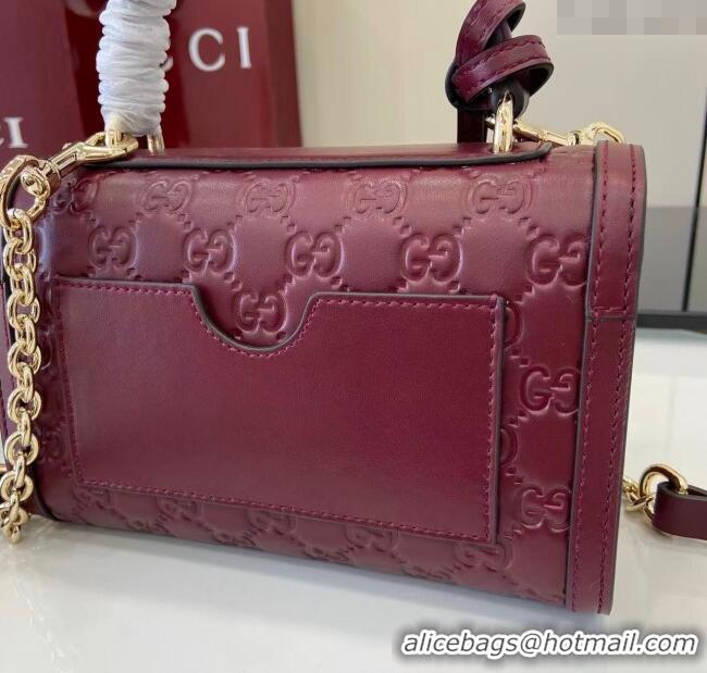 Best Quality Gucci Padlock GG Leather small top handle bag 838999 Red 2025