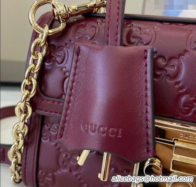 Best Quality Gucci Padlock GG Leather small top handle bag 838999 Red 2025