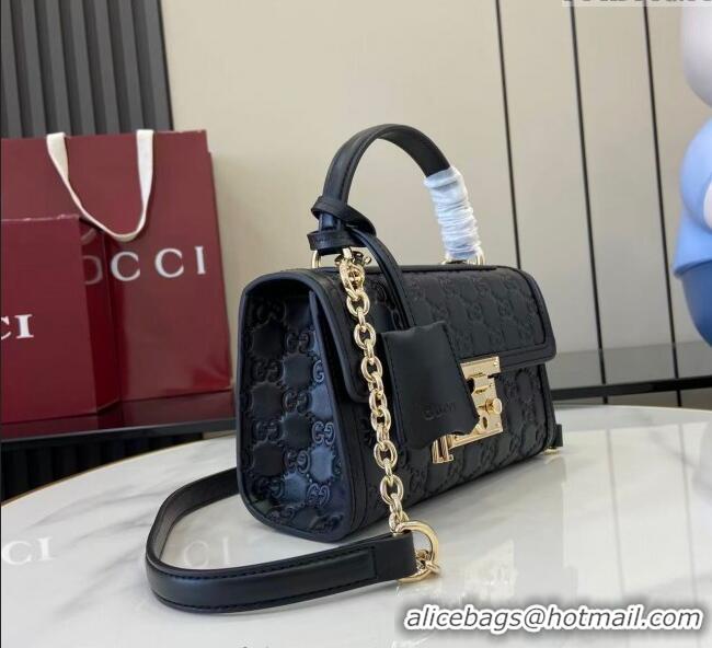 Reasonable Price Gucci Padlock GG Leather small top handle bag 838999 Black 2025