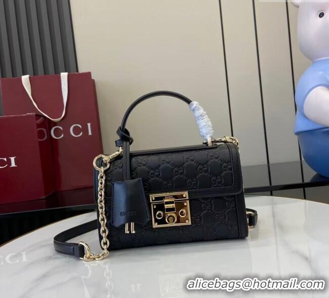 Reasonable Price Gucci Padlock GG Leather small top handle bag 838999 Black 2025