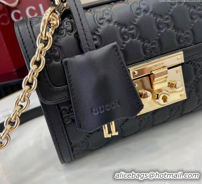 Reasonable Price Gucci Padlock GG Leather small top handle bag 838999 Black 2025