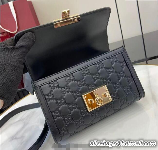 Reasonable Price Gucci Padlock GG Leather small top handle bag 838999 Black 2025