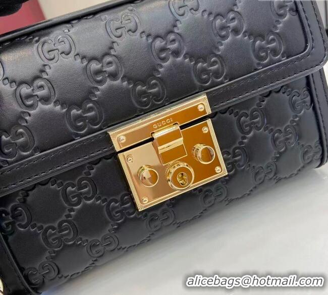Reasonable Price Gucci Padlock GG Leather small top handle bag 838999 Black 2025