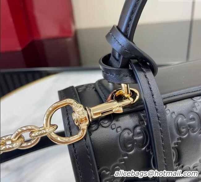 Reasonable Price Gucci Padlock GG Leather small top handle bag 838999 Black 2025