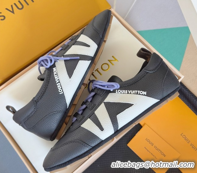 Durable Louis Vuitton LV Sneakerina Sneakers Ballerina in Grained Leather Dark Blue 2025 1AHOJD 0829075