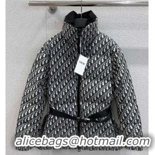 Discount Dior DiorAlps Belted Puffer Jacket Oblique Quilted Technical Taffeta 5803 Blue