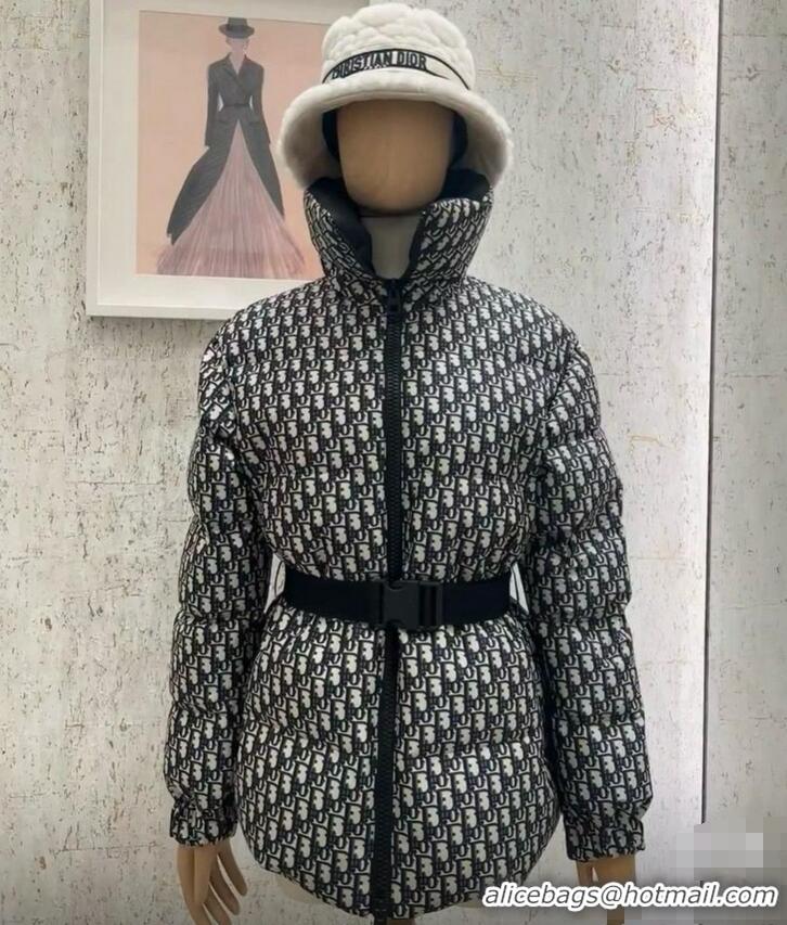 Discount Dior DiorAlps Belted Puffer Jacket Oblique Quilted Technical Taffeta 5803 Blue