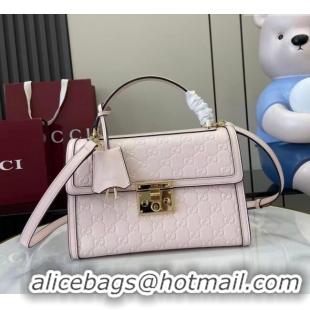 Famous Brand Gucci Padlock GG Leather medium top handle bag 838998 Light Pink 2025