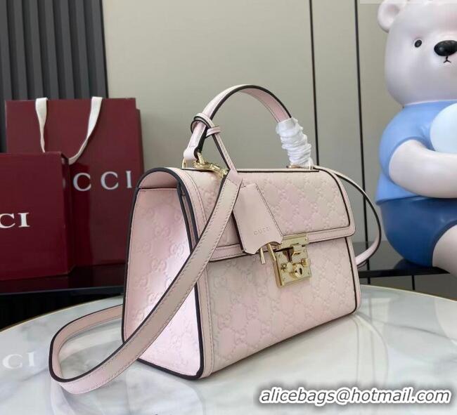 Famous Brand Gucci Padlock GG Leather medium top handle bag 838998 Light Pink 2025