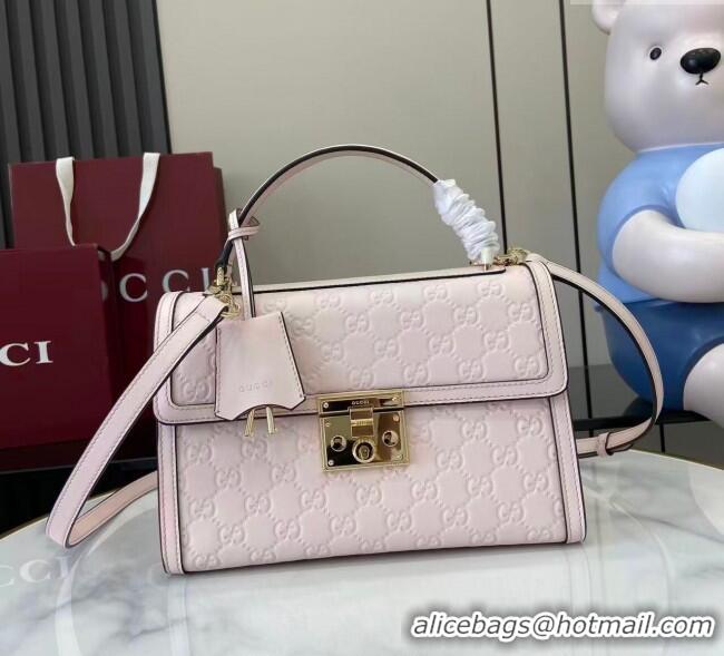Famous Brand Gucci Padlock GG Leather medium top handle bag 838998 Light Pink 2025