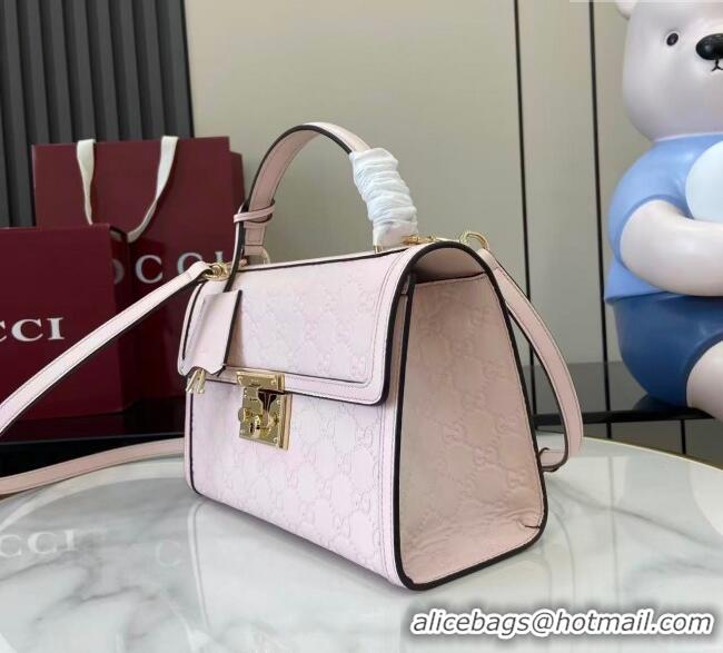 Famous Brand Gucci Padlock GG Leather medium top handle bag 838998 Light Pink 2025