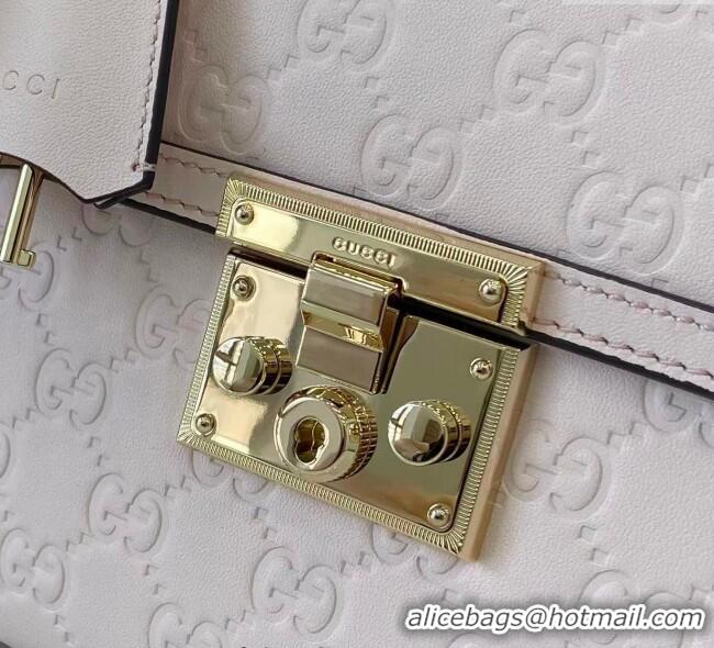 Famous Brand Gucci Padlock GG Leather medium top handle bag 838998 Light Pink 2025