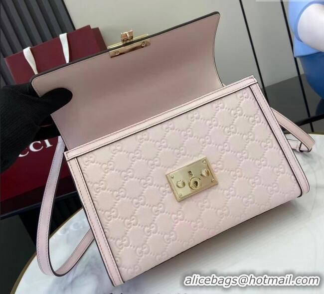 Famous Brand Gucci Padlock GG Leather medium top handle bag 838998 Light Pink 2025