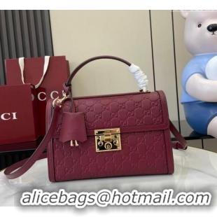 Buy Discount Gucci Padlock GG Leather medium top handle bag 838998 Red 2025