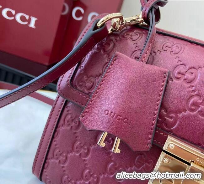 Buy Discount Gucci Padlock GG Leather medium top handle bag 838998 Red 2025