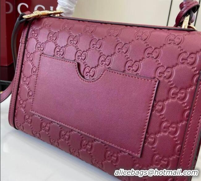 Buy Discount Gucci Padlock GG Leather medium top handle bag 838998 Red 2025