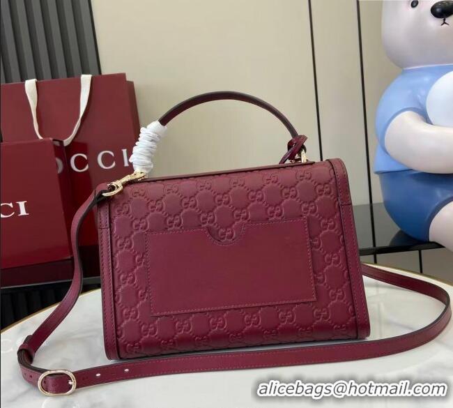 Buy Discount Gucci Padlock GG Leather medium top handle bag 838998 Red 2025