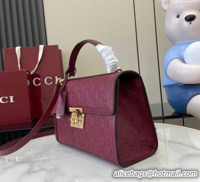 Buy Discount Gucci Padlock GG Leather medium top handle bag 838998 Red 2025