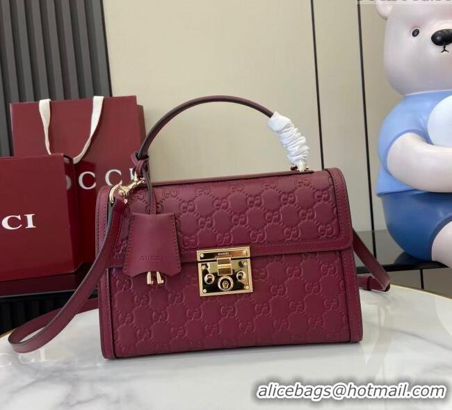 Buy Discount Gucci Padlock GG Leather medium top handle bag 838998 Red 2025