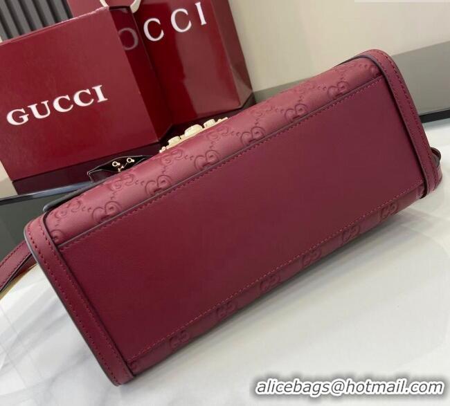 Buy Discount Gucci Padlock GG Leather medium top handle bag 838998 Red 2025