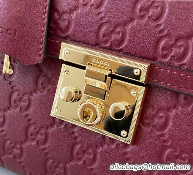 Buy Discount Gucci Padlock GG Leather medium top handle bag 838998 Red 2025
