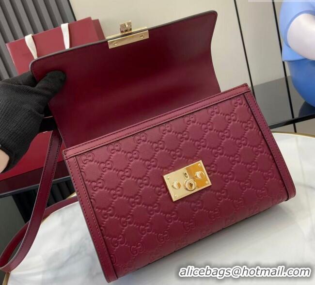 Buy Discount Gucci Padlock GG Leather medium top handle bag 838998 Red 2025