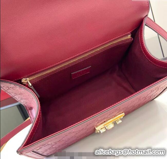 Buy Discount Gucci Padlock GG Leather medium top handle bag 838998 Red 2025