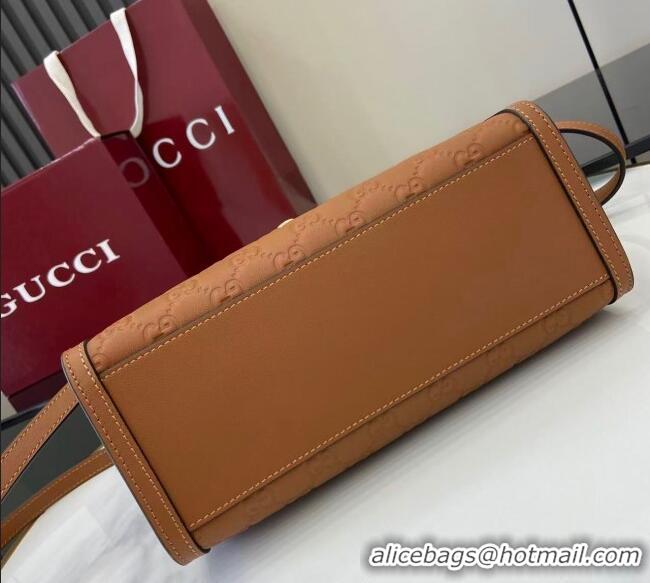 Cheap Gucci Padlock GG Leather medium top handle bag 838998 Brown 2025