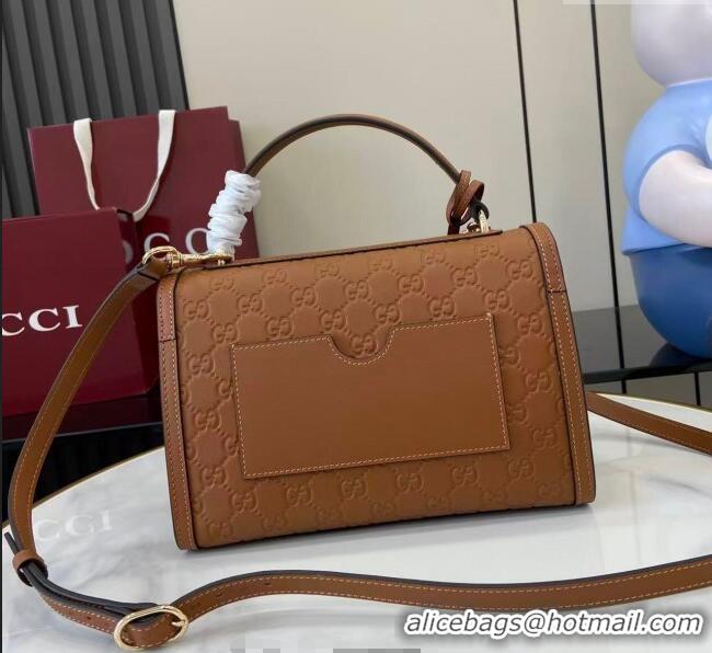 Cheap Gucci Padlock GG Leather medium top handle bag 838998 Brown 2025