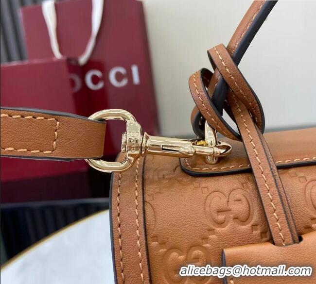 Cheap Gucci Padlock GG Leather medium top handle bag 838998 Brown 2025