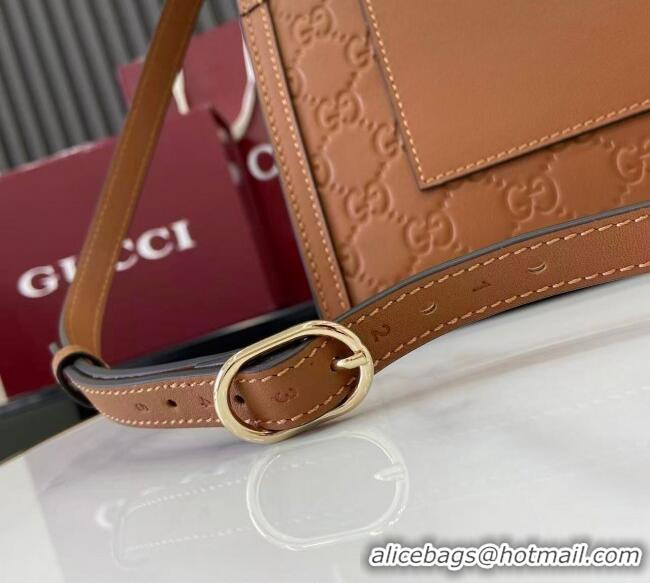 Cheap Gucci Padlock GG Leather medium top handle bag 838998 Brown 2025