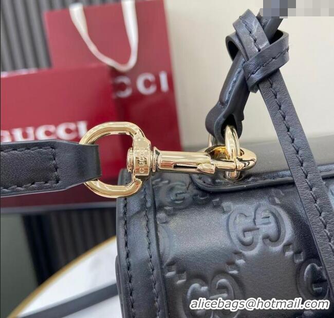 Inexpensive Gucci Padlock GG Leather medium top handle bag 838998 Black 2025